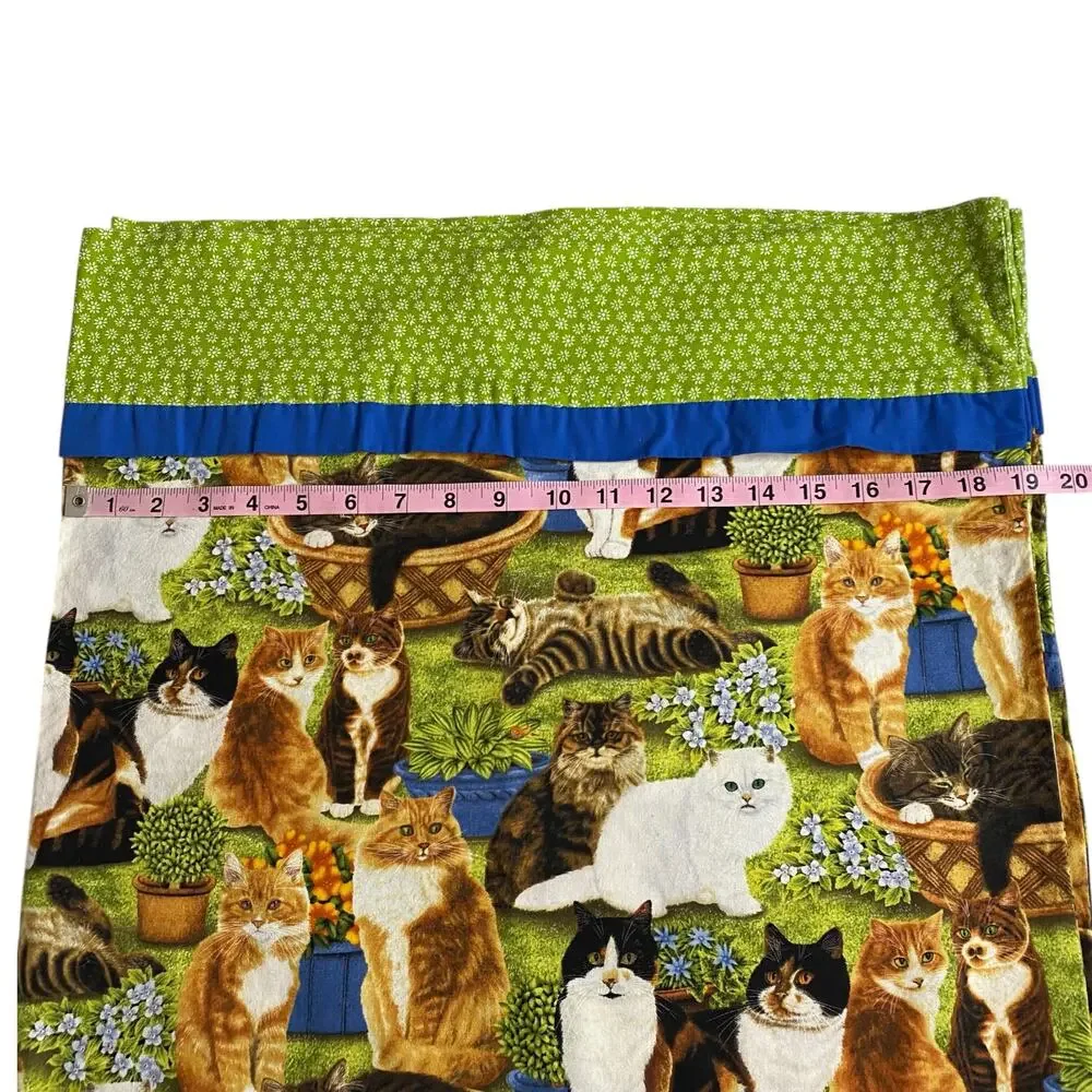 Handmade Cat Pillowcase Green Persian Tiger Tuxedo 19x29 S/Q Lot of 2 Farmhouse